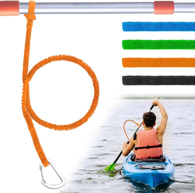 NVAAV 1/2/4 Pack Kayak Paddle Board Tether Leash Stretchable Strap Lanyard Rope, 3.3-7 Feet with Carabiner for SUP Kayaking Boating Canoeing Fishing Pole Rod or Other Gear - Image 1